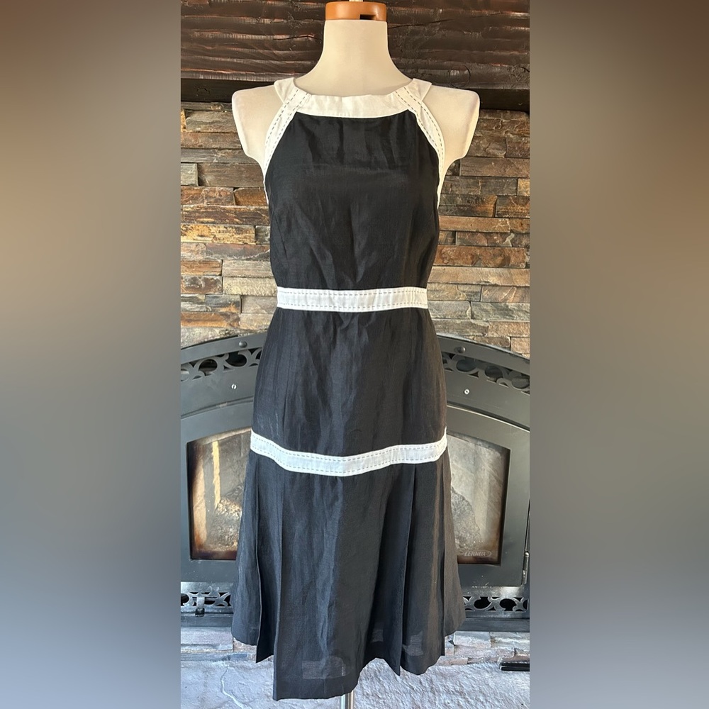 Vintage DUE PER DUE Veste Black Contrast Stitch Sleeveless‎ Dress 12 L